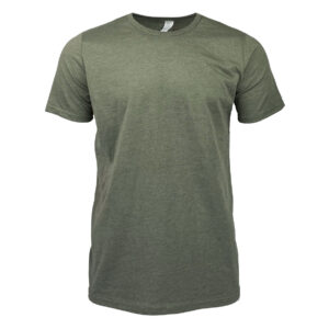 Heather Olive Green T Shirt with blank white background